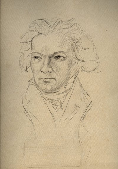 Porträt von Ludwig van Beethoven (1770-1827) deutscher Komponist - anonyme Zeichnung aus dem frühen 20. Jahrhundert - Privatbesitz von Anonymous Anonymous
