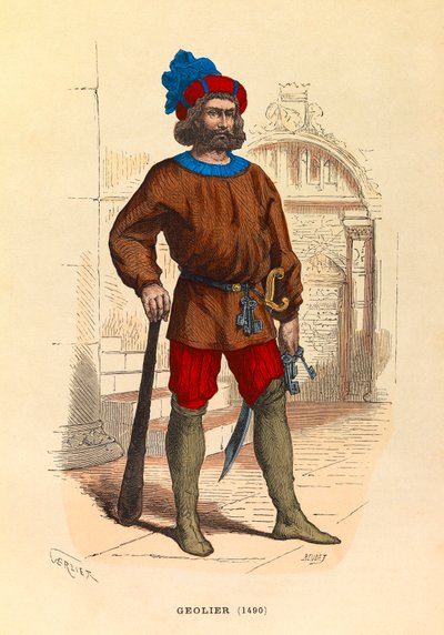 Porträt eines Gefängniswärters in Paris im Jahr 1490 (Gravur) von Anonymous Anonymous