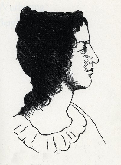 Porträt der britischen Schriftstellerin Emily Bronte (1818-1848) (Gravur aus "Les Hauts de Hurlevent") von Anonymous Anonymous