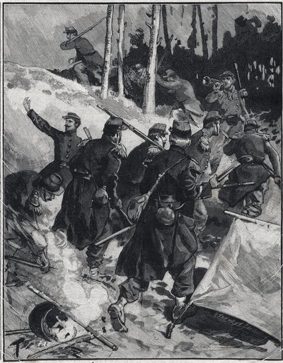 Szene aus dem Roman „Der Zusammenbruch“ von Emile Zola (1840-1902). In „Le Petit Parisien“ am 28.02.1892 von Anonymous Anonymous