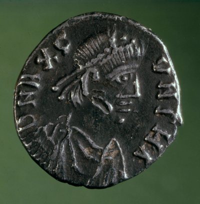 Silberdenar mit dem Abbild des Königs der Vandalen Gunthamund (484-496) von Anonymous Anonymous