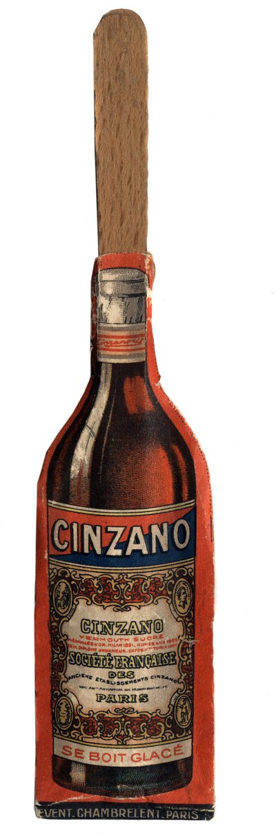 Kleiner Werbefächer, abgeleitetes Objekt zur Förderung der Wermutmarke Cinzano, italienischer Aperitifwein. Anfang des 20. Jahrhunderts. Private Sammlung von Anonymous Anonymous