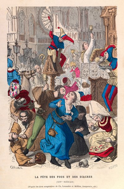 Das Fest der Narren und Diakone in Paris 16. Jahrhundert - Das Fest der Narren und Diakone in Paris 16. Jahrhundert - private Sammlung von Anonymous Anonymous