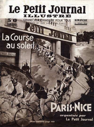 Das Paris-Nizza-Radrennen, organisiert von der kleinen Zeitung. Titelblatt des „Le petit journal illustrious“ vom 31.03.1935. Private Sammlung von Anonymous Anonymous