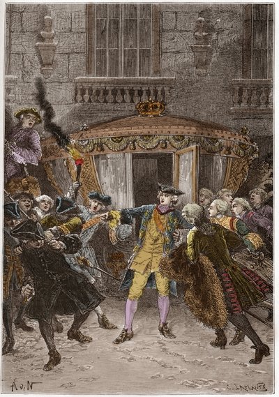 Der Angriff von Damiens (Januar 1757) - (Robert-Francois Damier) von Anonymous Anonymous