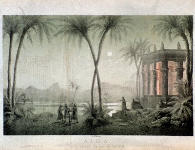 Die Ufer des Nils. Illustration für den dritten Akt von Aida, Oper von Giuseppe Verdi von Anonymous Anonymous