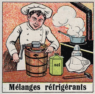 Die Kühlindustrie: Kühlmischungen, die zum Kochen verwendet werden. Anonyme Illustration von 1925. Private Sammlung. von Anonymous Anonymous