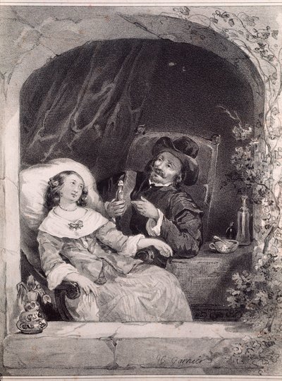Der Besuch des Arztes bei einer jungen Dame (Lithografie) von Anonymous Anonymous