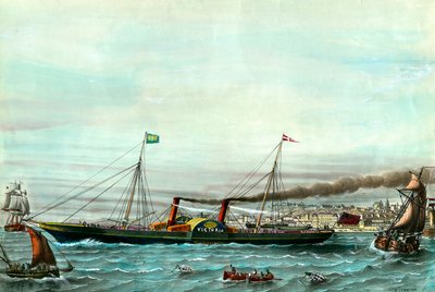 Schiff La Victoria zwischen Boulogne-sur-Mer und Folkestone, 19. Jahrhundert. Privatsammlung von Anonymous Anonymous