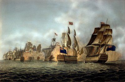 Ansicht der Schlacht von Kap St. Vincent am 14.02.1797. Gravur von 1798 von Anonymous Anonymous