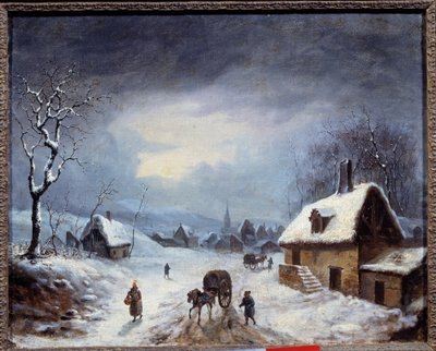 Winterlandschaft. Eine Kutsche auf einer verschneiten Straße von Anonymous Anonymous