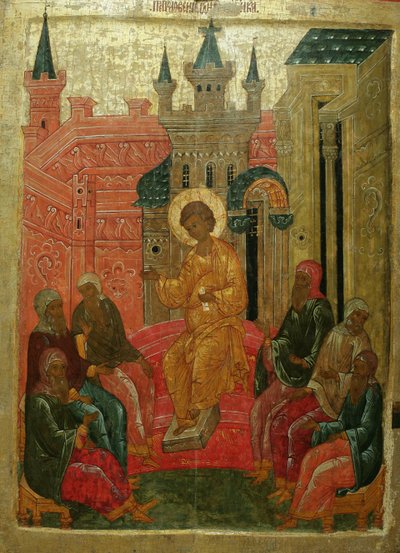 Christus unter den Ärzten, 15. Jahrhundert von Anonymous Russian icon painter