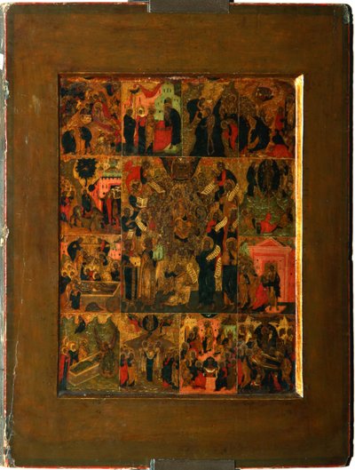 Die Verherrlichung der Jungfrau Akathist-Hymne an die Allerheiligste Theotokos, frühes 17. Jahrhundert von Anonymous Russian icon painter