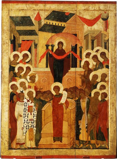 Der Schutz der Gottesmutter Pokrov von Anonymous Russian icon painter