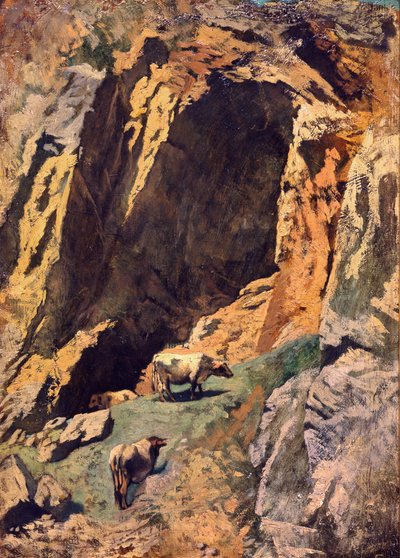 Felsspalt mit Kühen von Anselm Feuerbach
