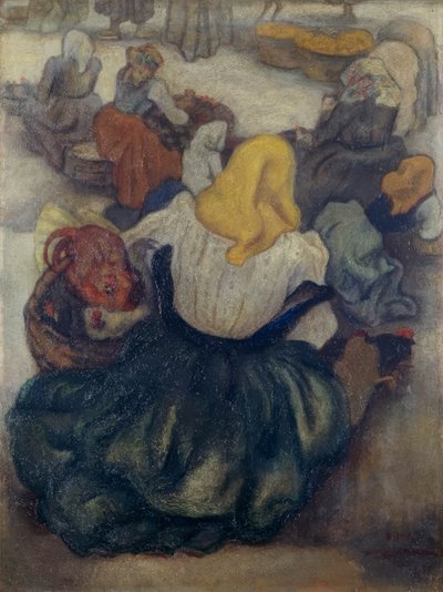 Marktende in Sulmona - Küchenmarkt von Anselmo Bucci