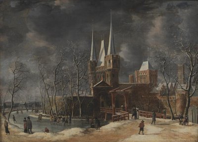 Das Luttekepoort in Harderwijk im Winter von Anthonie Beerstraaten