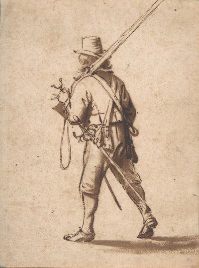 Ein gehender Musketier, von hinten gesehen, 17. Jahrhundert von Anthonie Palamedesz