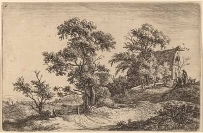 Hütte auf einem Hügel von Anthonie Waterloo