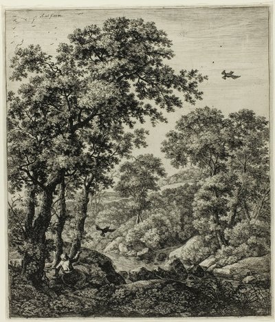 Elias in der Wildnis, aus Sechs Landschaftsmotiven aus dem Alten Testament von Anthonie Waterloo