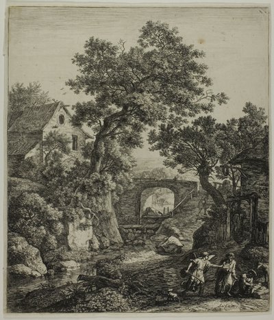 Landschaft mit Zipphorah und ihrem Sohn, aus Sechs Landschaftsmotiven aus dem Alten Testament von Anthonie Waterloo