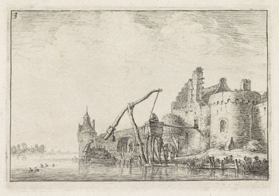 Stadtmauer vom Wasser aus gesehen von Anthonie Waterloo