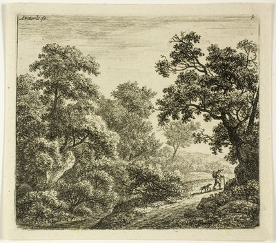 Der Wanderer und sein Hund von Anthonie Waterloo