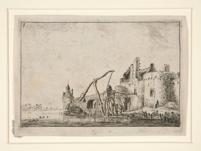 Der Brunnen, aus einer Serie von 12 Landschaftsradierungen von Anthonie Waterloo