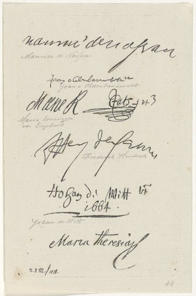 Verschiedene Faksimiles von Unterschriften von Anthonie Willem Hendrik Nolthenius de Man
