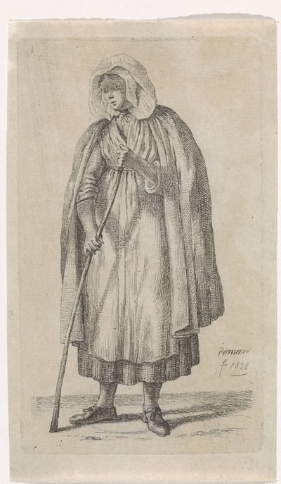 Frau mit einem Mantel und einem Stock von Anthonie Willem Hendrik Nolthenius de Man