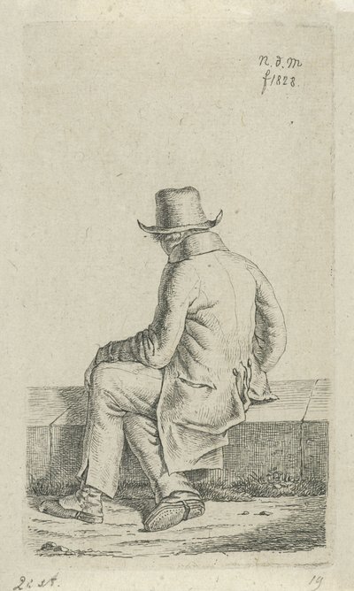 Sitzender Mann auf einer Mauer von Anthonie Willem Hendrik Nolthenius de Man