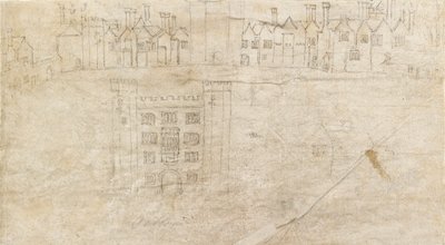 Gebäude entlang der Südfront des Oatlands Palace von Anthonis van den Wyngaerde