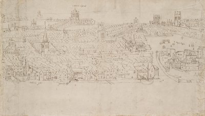 Panorama von London, gesehen von Southwark: Billingsgate bis Tower Wharf, 1554 von Anthonis van den Wyngaerde