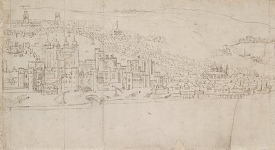 Panorama von London gesehen von Southwark: Der Turm von Anthonis van den Wyngaerde