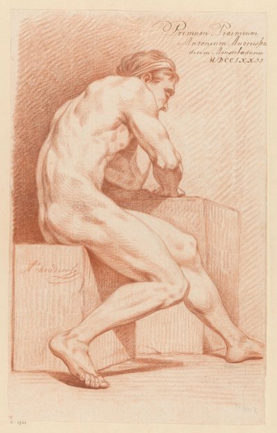 Sitzender männlicher Akt, von der Seite gesehen (1. Preis 1772) von Anthony Andriessen