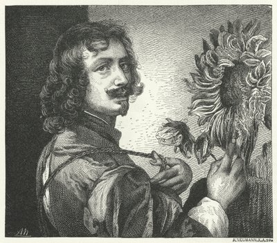 Selbstporträt des flämischen Barockkünstlers Anthony Van Dyck (Gravur) von Anthony van (after) Dyck