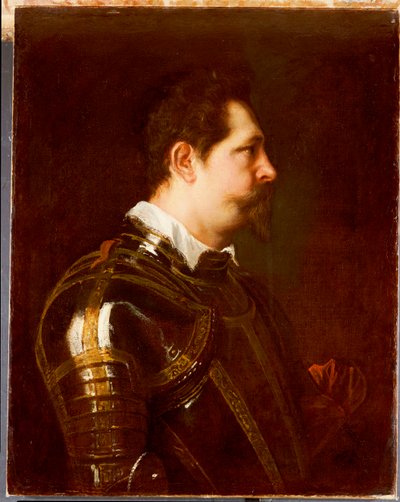 Porträt eines Generals, Brustbild, in damaszierter Rüstung mit weißem Kragen und roter Schärpe von Anthony van Dyck