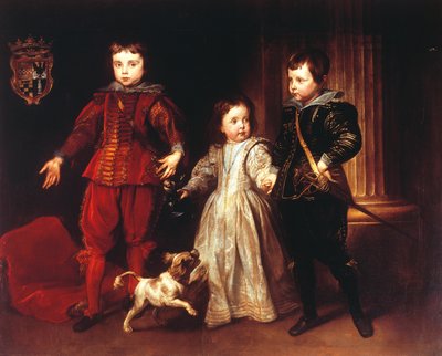 Drei Kinder mit Hund von Anthony van Dyck