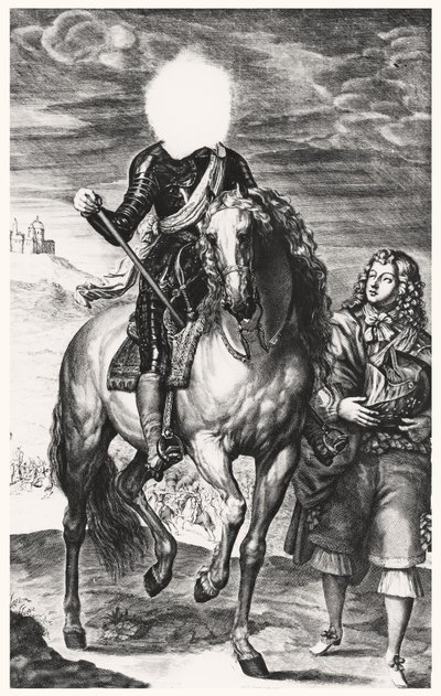 Kopfloses Reiterporträt ursprünglich von Louis von Frankreich, graviert von Pierre Lombard von Anthony van after Dyck