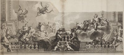 Entwurf des Mittelpanels der Decke der Grand Gallery des Palais Royal, graviert von Nicolas Henri Tardieu von Antoine (after) Coypel