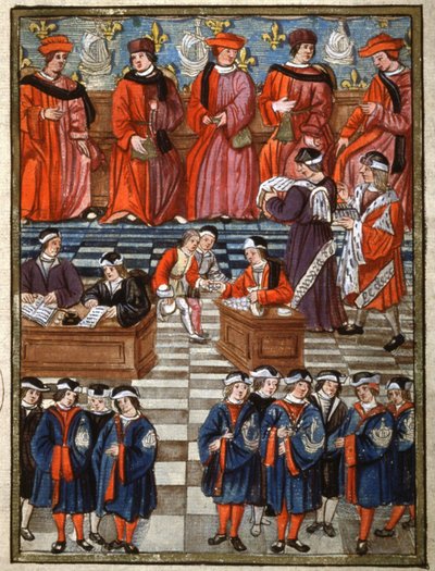 Der Prévôt und die Schöffen der Stadt Paris, Steuererhebung von Antoine (attr. to) Verard