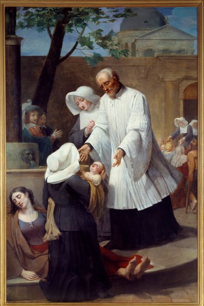 Saint Vincent de Paul (1581 - 1660) kümmert sich um Pestkranke von Antoine Ansiaux