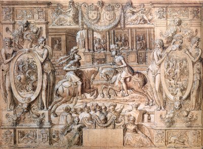 Turnier anlässlich der Hochzeit von Catherine de Medici (1519-89) und Henri II (1519-59) im Jahr 1533 von Antoine Caron