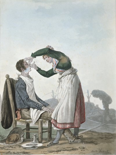 Ein Bergmann rasiert sich von Antoine Charles Horace Vernet