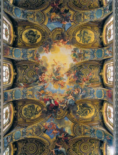 Fresken des Gewölbes der königlichen Kapelle, dekoriert von Antoine Coypel, de La Fosse und Jouvenet (Fresko) von Antoine Coypel