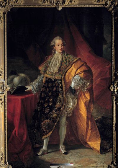 Ganzkörperporträt von Charles Philippe de France im großen Habit des Ordens des Heiligen Geistes, Graf von Artois (1757-1836) zukünftiger Charles X von Antoine François Callet