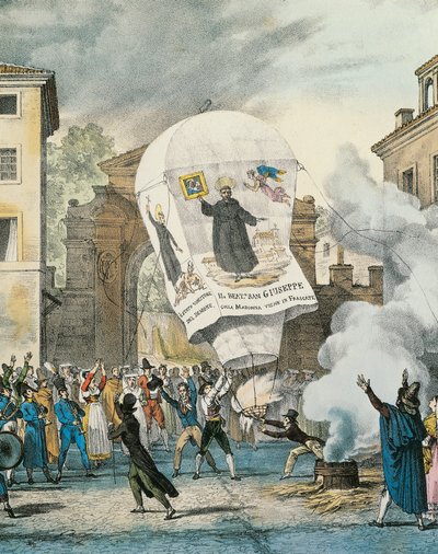 Heißluftballon für den San Giuseppe Tag in Rom (Detail) von Antoine Jean Baptiste Thomas