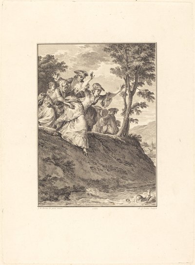 Sie eilt ihm nach von Antoine Jean Duclos after Jean Michel Moreau