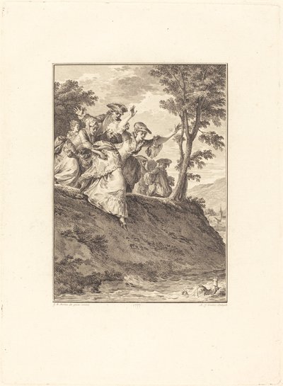 Sie stürzt sich nach ihm von Antoine Jean Duclos after Jean Michel Moreau