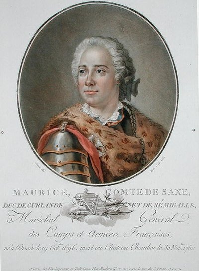 Maurice (1696-1750) Graf von Sachsen von Antoine Louis Francois (after) Sergent Marceau